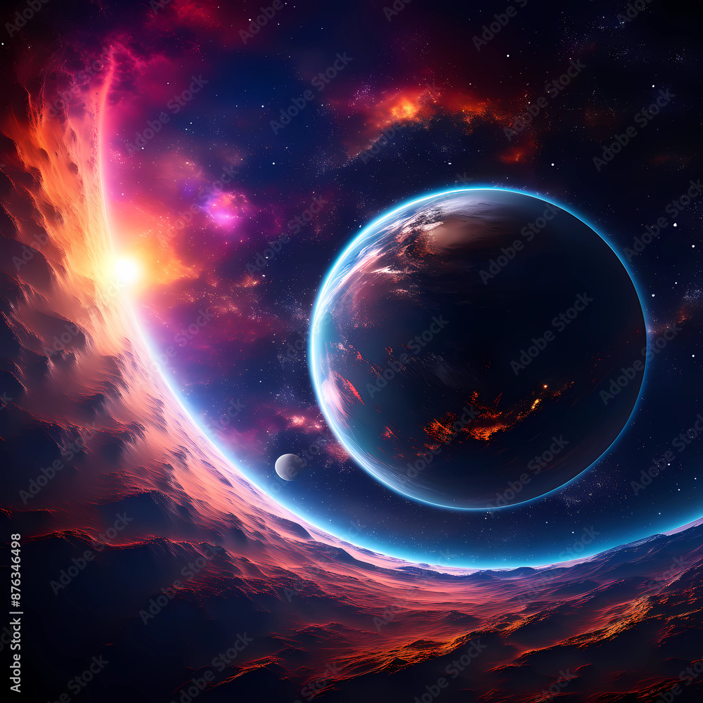 Abstract elegant wallpaper with alien planet Abstract elegant wallpaper with alien planet