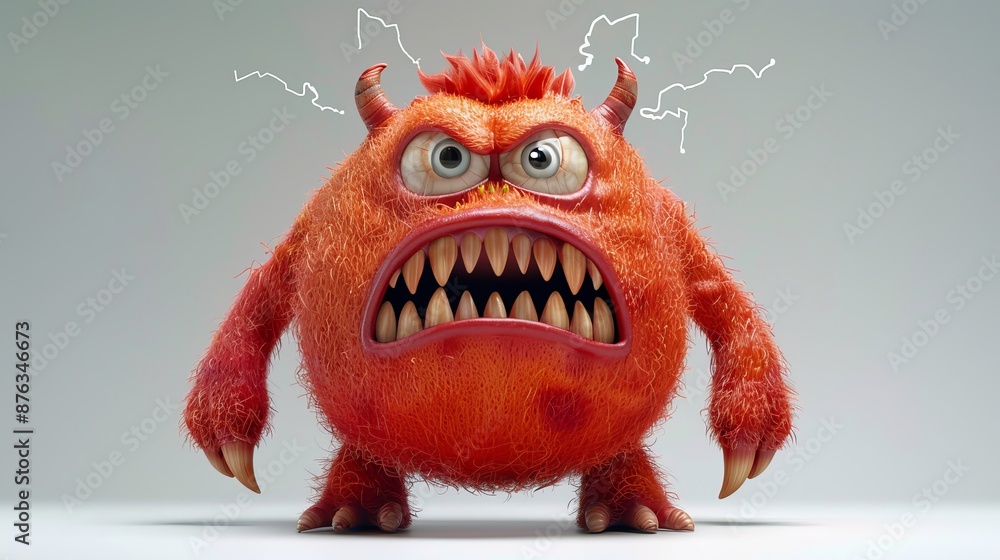 3D furry color monster cartoon character 3D furry color monster cartoon character