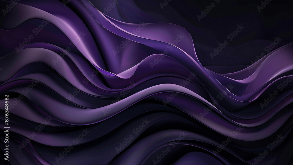 Obraz premium An abstract image showcasing smooth, flowing layers of purple fabric. The elegant curves and deep hues create a luxurious and dynamic visual effect, ideal for backgrounds and creative designs.