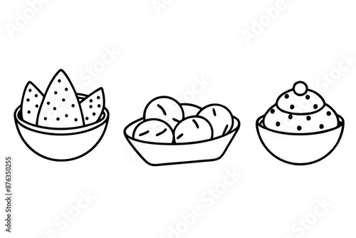 Patatas bravas line art design creative illustration drawing