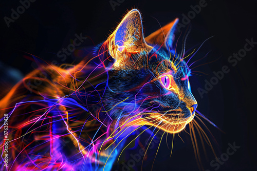 a cat with colorful lights © Maria