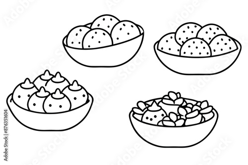 Patatas bravas line art design gourmet food drawing