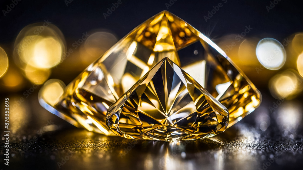 closeup large dazzling diamond yellow gemstone closeup large dazzling diamond yellow gemstone