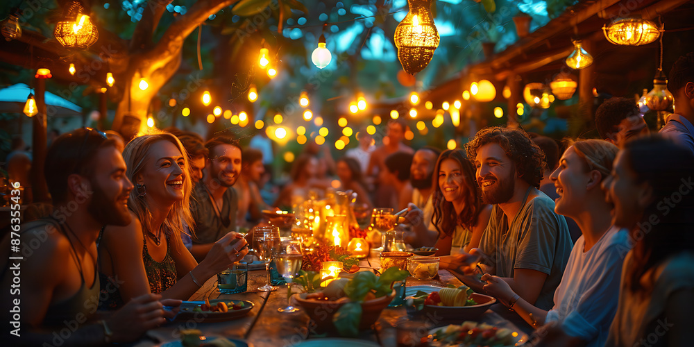 Fototapeta premium Stellar Gathering: Friends Unite Under Starry Skies