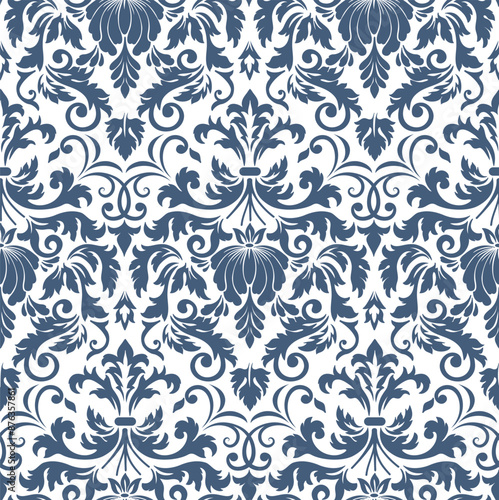 seamless blue Batik Indonesians Ikat floral embroidery Vector paisley pattern on white background. Aztec-style abstract vector illustration. design for texture, fabric , clothing,wrapping, decoration.