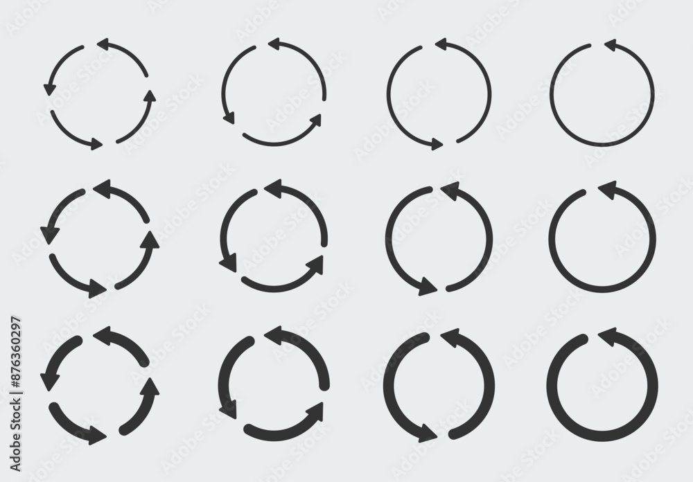 Fototapeta premium Reload, Rotate, Refresh symbols. Circle Arrows icon set. Easy editable vector design.