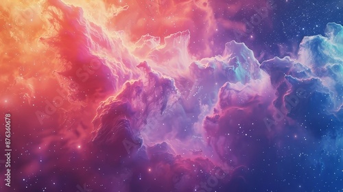 Vibrant Interstellar Nursery - Ethereal Lagoon Nebula Double Exposure with Copy Space for Text Overlay. Symbolic representation of the cosmic beauty and mysteries of the universe. - Vibrant Interstell photo