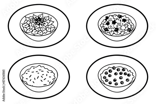 Risotto line art design refined culinary drawing artwork