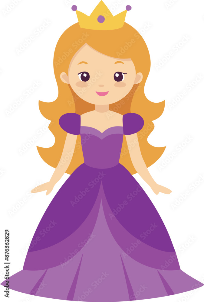 A young blonde princess in a purple dress and a crown, looking royal and graceful. A young blonde princess in a purple dress and a crown, looking royal and graceful.