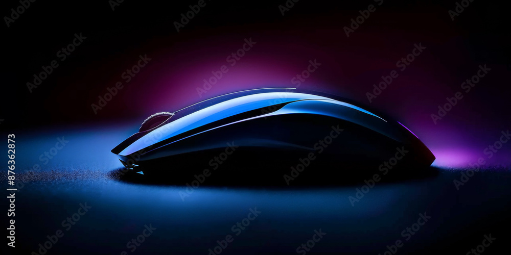 Dramatic teaser image of a metallic gaming computer mouse Dramatic teaser image of a metallic gaming computer mouse
