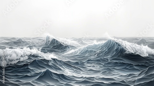 Simple pencil drawing of ocean waves with flowing lines.