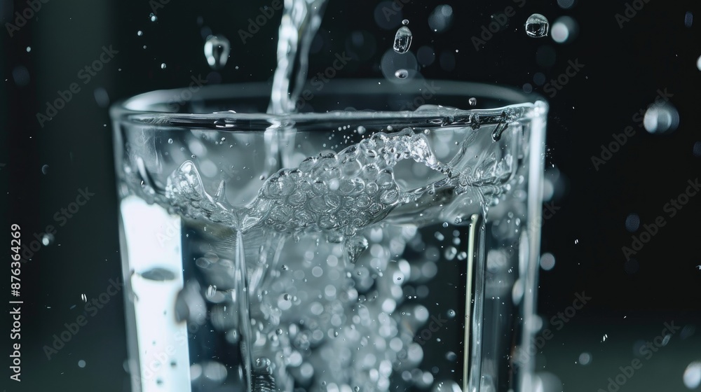 Close up shot of water being poured into a glass with Clipping path Close up shot of water being poured into a glass with Clipping path