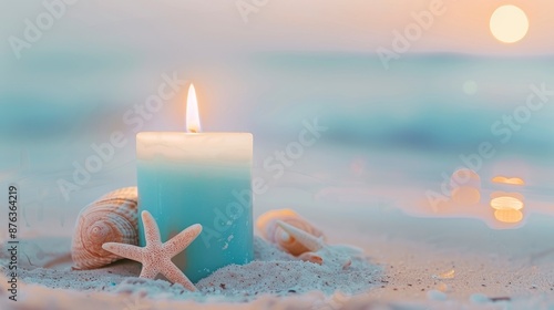 Pastel Blue Candle Adding A Touch Of Elegance.