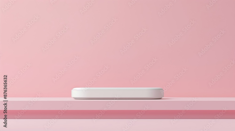 A white object is on a pink background. Product presentation background A white object is on a pink background. Product presentation background