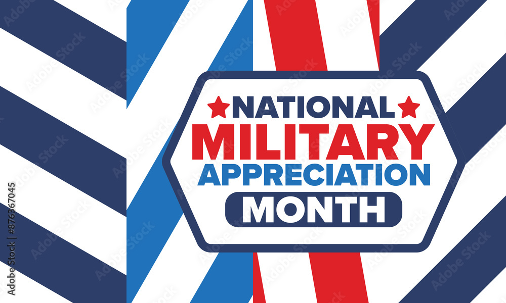 National Military Appreciation Month in May. Annual Armed Forces Celebration Month in United States. Patriotic american elements. Poster, card, banner and background. Vector illustration National Military Appreciation Month in May. Annual Armed Forces Celebration Month in United States. Patriotic american elements. Poster, card, banner and background. Vector illustration