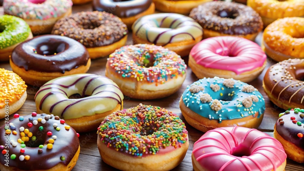 Donuts on Wooden Table Donuts on Wooden Table