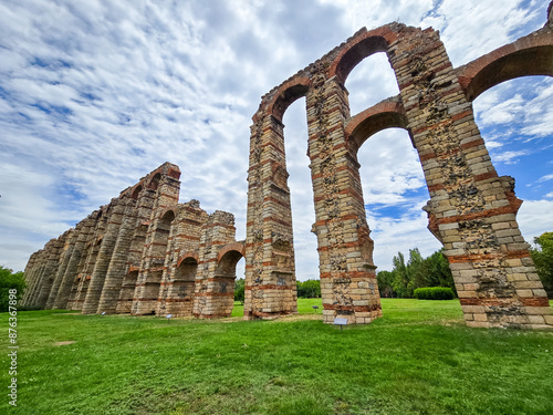 The Acueducto de los Milagros, Miraculous Aqueduct in Merida, Extremadura, Spain photo