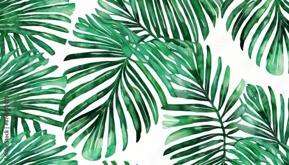 tropical green palm tree leaves wallpaper