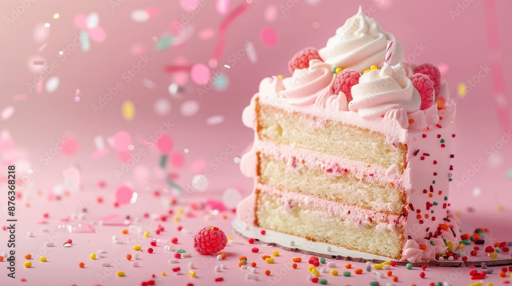 Delicious Piece Of Birthday Cake. Delicious Piece Of Birthday Cake.