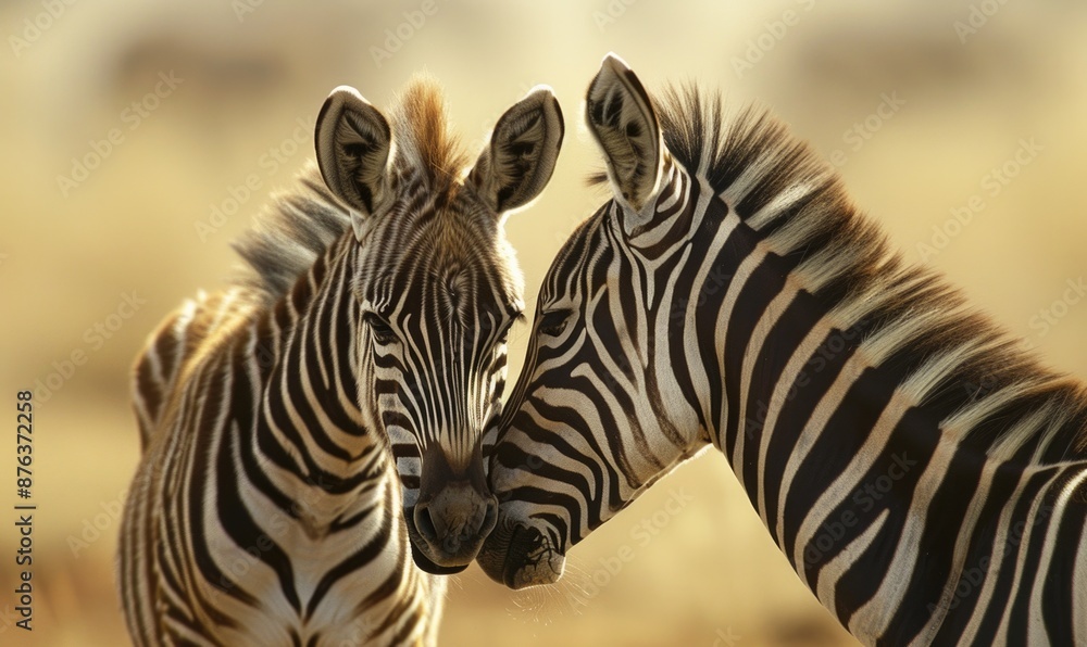 Fototapeta premium Zebra foal with its mother