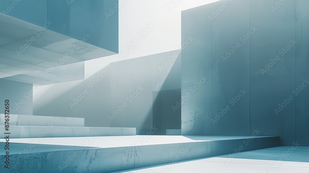Obraz premium Abstract blue architectural structure with sunlight
