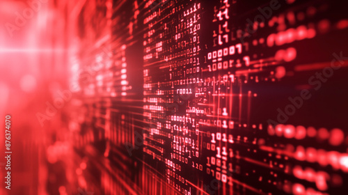 Wallpaper Mural Abstract digital code background. Abstract background featuring red digital code with binary numbers and bokeh effect, representing technology and data Torontodigital.ca
