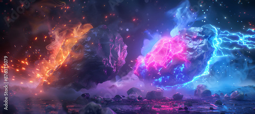 Wallpaper Mural When ideas collide. Two ground of ideas or ideology colliding and generating friction and heat and pressure. Faultline of ideas design Torontodigital.ca