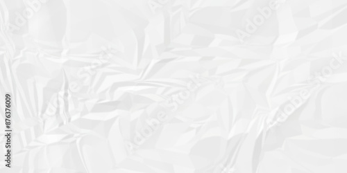 White wrinkly backdrop paper background. panorama craft wrinkly paper texture background, crumpled pattern texture. paper crumpled texture. white fabric crushed textured crumpled.