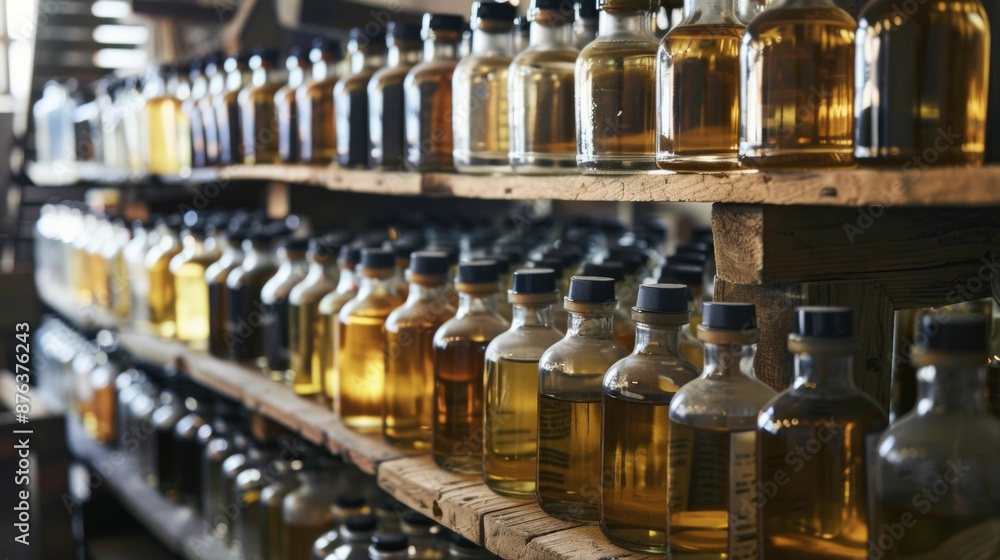 Collection of Bottled Whiskey on Shelves Collection of Bottled Whiskey on Shelves