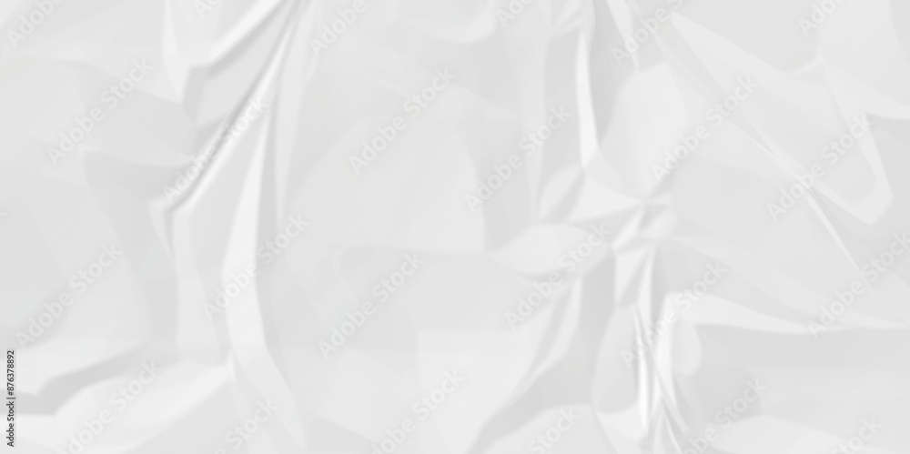 Fototapeta premium White wrinkly backdrop paper background. panorama craft wrinkly paper texture background, crumpled pattern texture. paper crumpled texture. white fabric crushed textured crumpled.