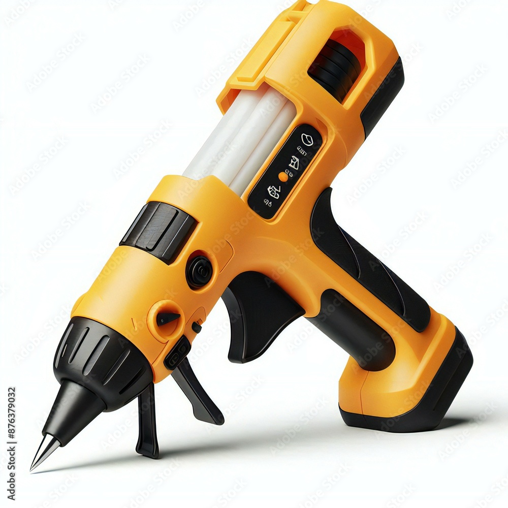 A yellow and black drill with the word power on the side. A yellow and black drill with the word power on the side.