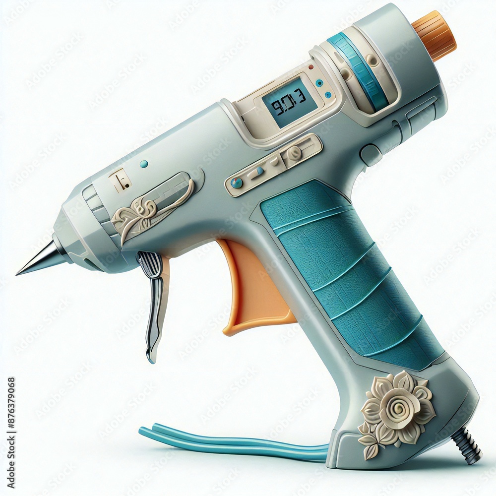 A blue and silver drill with the number 20 on it. A blue and silver drill with the number 20 on it.