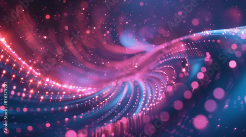 Abstract background featuring wires and glowing particles.