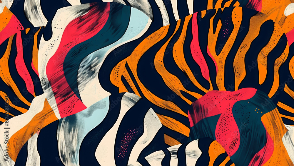 Minimalist animal pattern. Creative abstract fauna print in vivid colors