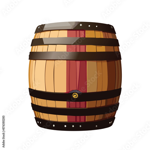 Traditional Wooden Wine Barrel Illustration