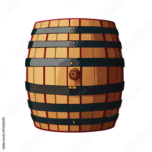 Traditional Wooden Wine Barrel Illustration