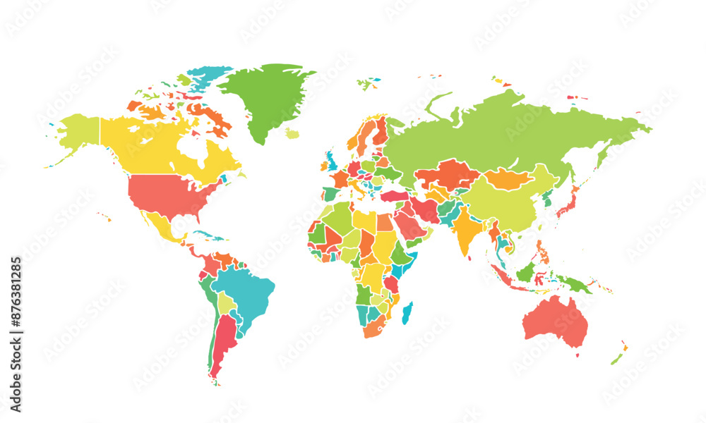 Fototapeta premium World map isolated .modern colorful style. for website layouts, background, education, precise, customizable, Travel worldwide, map silhouette backdrop, earth geography, political, reports. 