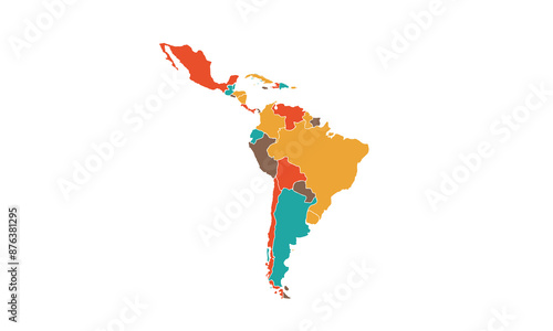 Map of Latin America isolated .modern colorful style. for website layouts, background, education, precise, customizable, Travel worldwide, map silhouette backdrop, earth geography, political, reports.
