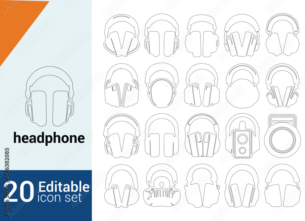 Fototapeta premium vector and line art set of headphones