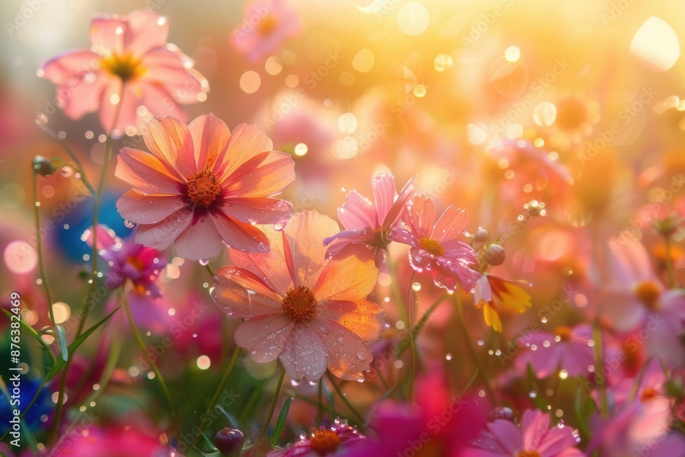 Fototapeta premium High resolution image of flower garden in morning light