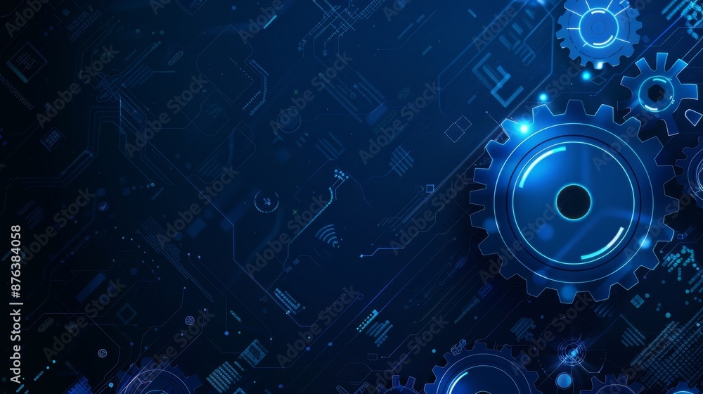 Fototapeta premium A blue background with many gears on it
