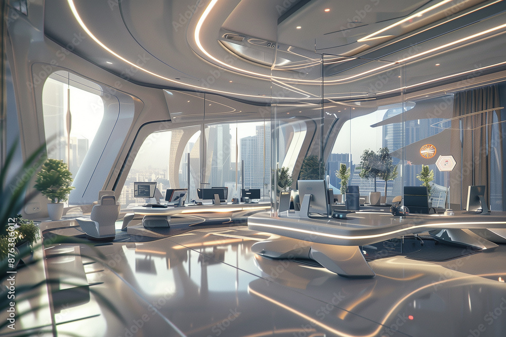 Futuristic business office space Futuristic business office space