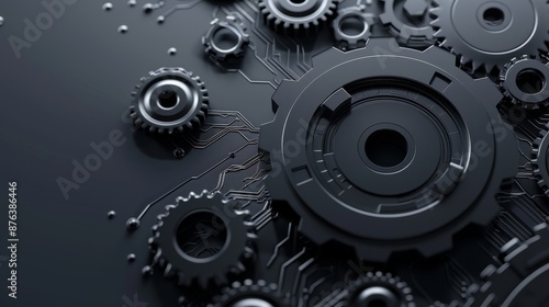 Wallpaper Mural A black and white image of gears and other mechanical parts Torontodigital.ca