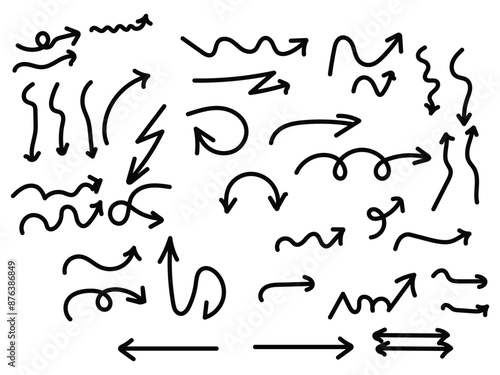 Arrow vector hand-drawn sketch icon set