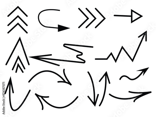Arrow vector hand-drawn sketch icon set
