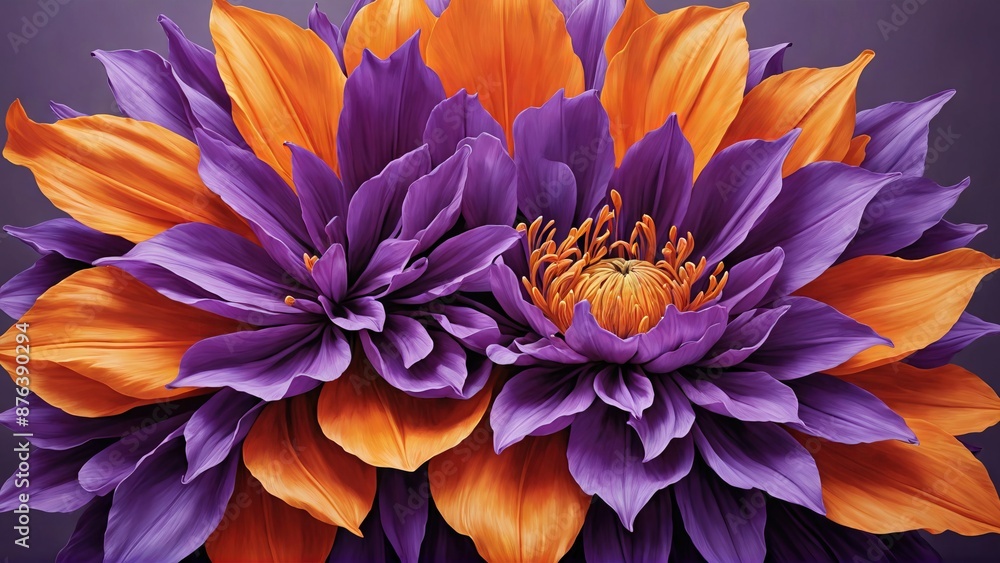 A large flower with a dark backdrop, shown in a highly detailed digital close-up painting A large flower with a dark backdrop, shown in a highly detailed digital close-up painting