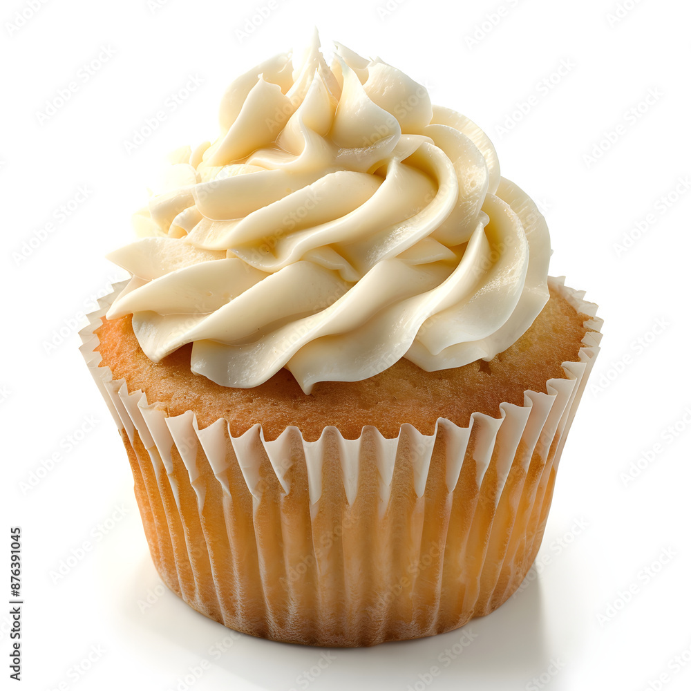 Vanilla cupcake isolated on white background Vanilla cupcake isolated on white background