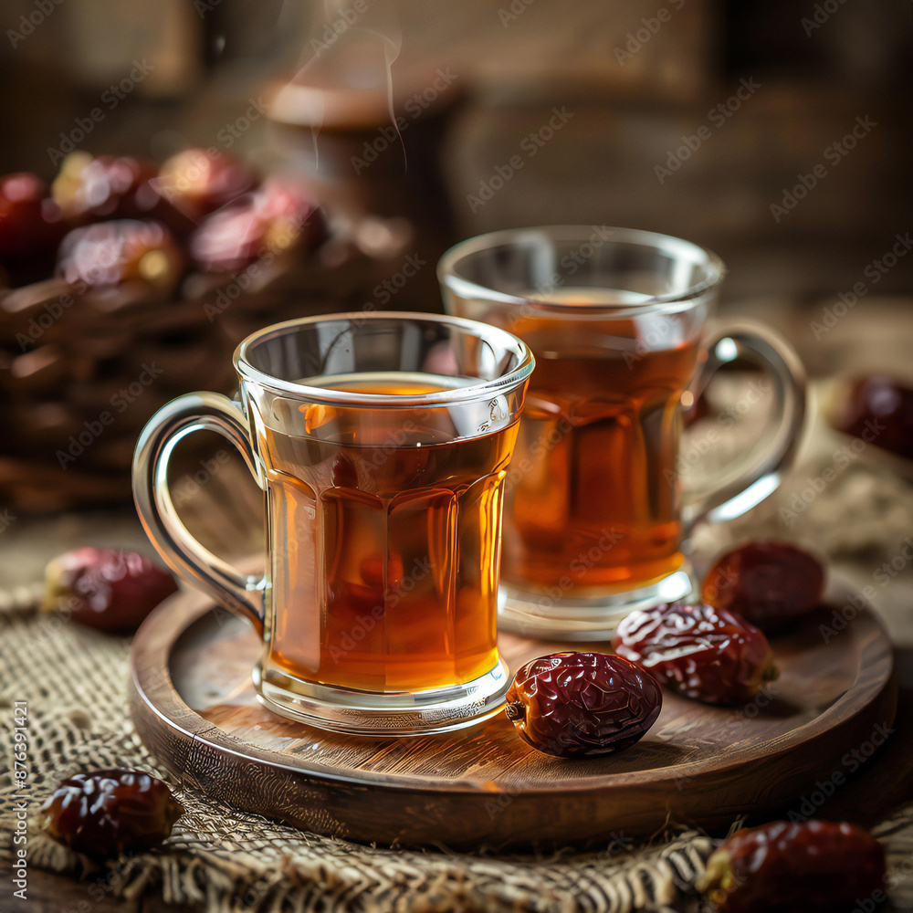 Ginger Tea in a Glass Cup on a Rustic Wooden Table Ginger Tea in a Glass Cup on a Rustic Wooden Table