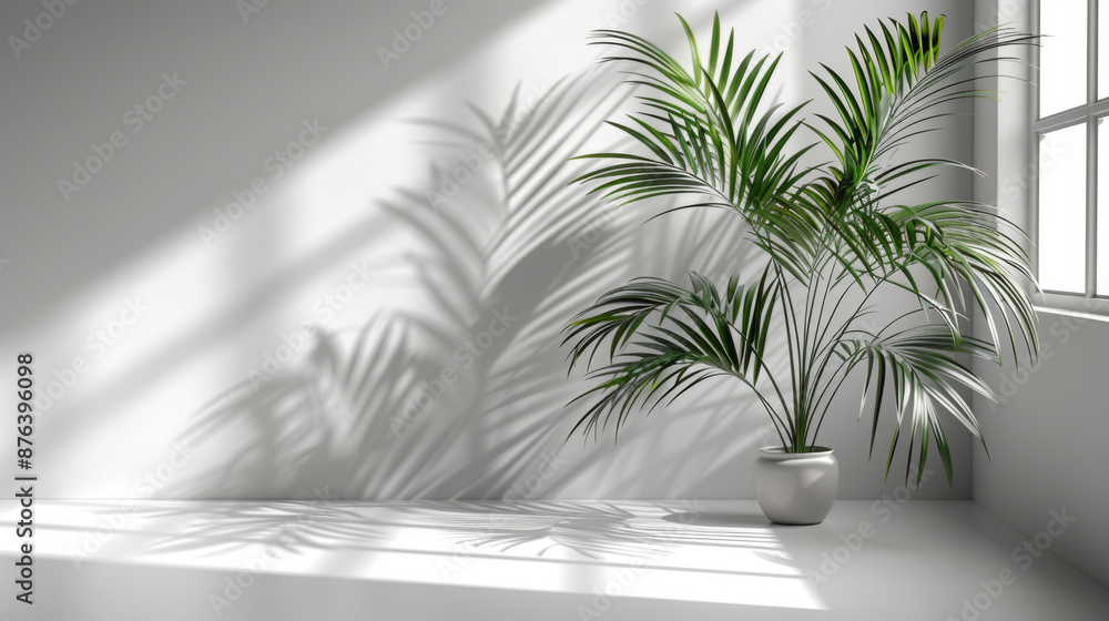 Luxury abstract background with palm leaf shadow on white wall Luxury abstract background with palm leaf shadow on white wall