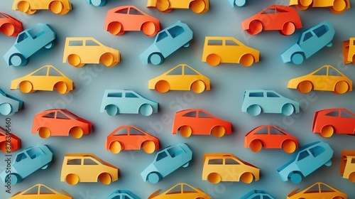Wallpaper Mural A lot of colorful toy cars on the blue background. The concept of traffic jam or parking. Torontodigital.ca